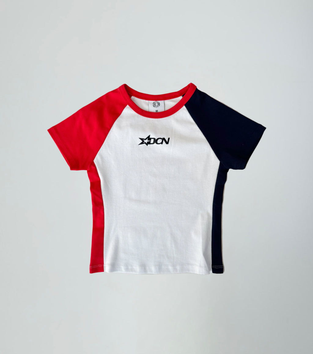 DCN Sculpt Raglan Top (Red/Navy)