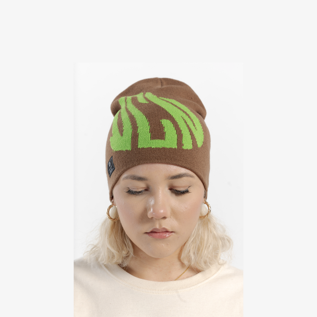 Distorted Beanie Hat ‘Brown/Green’