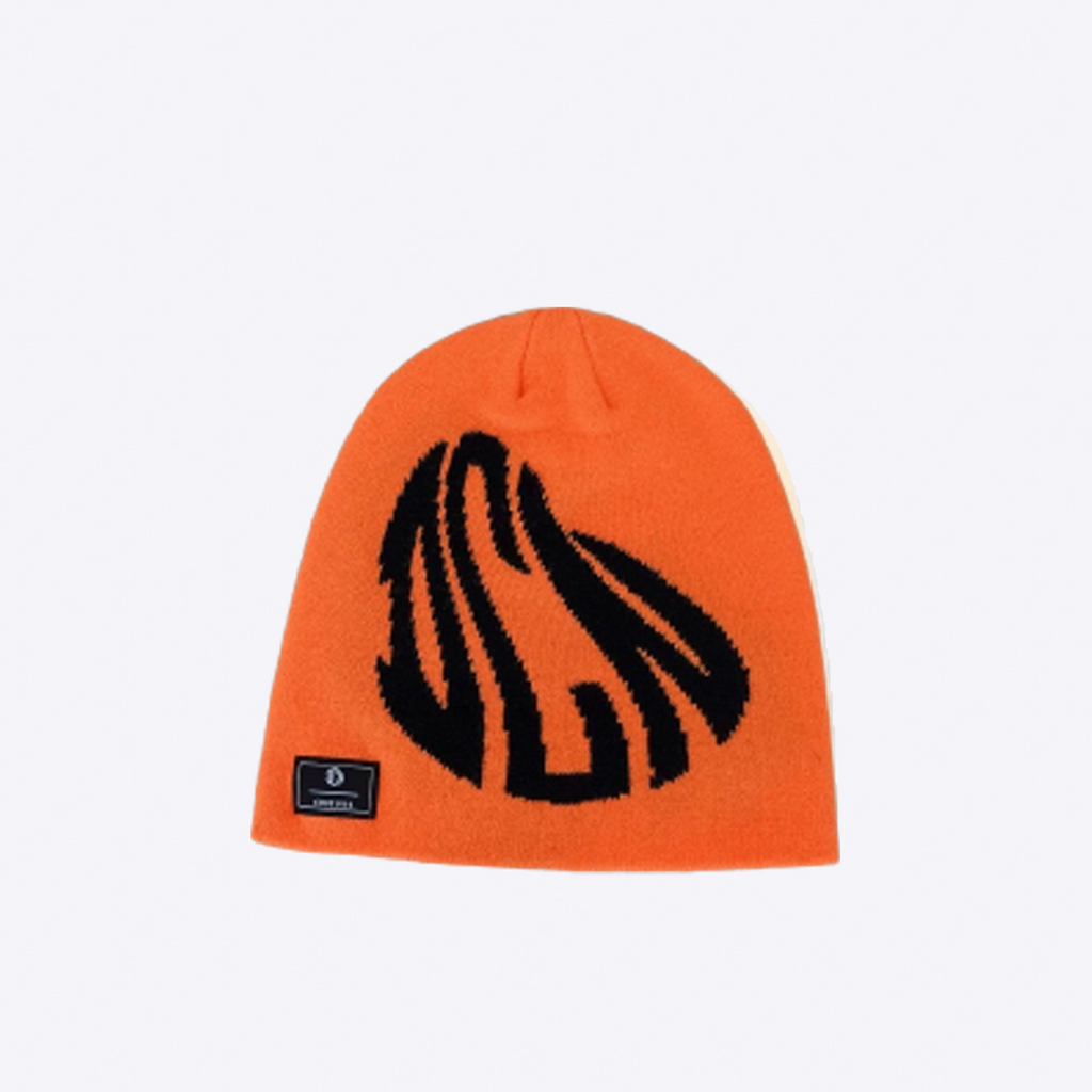 Distorted Beanie Hat ‘Orange/Black’